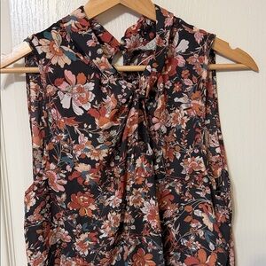 Chenault Floral Top with Red and Cream Accents